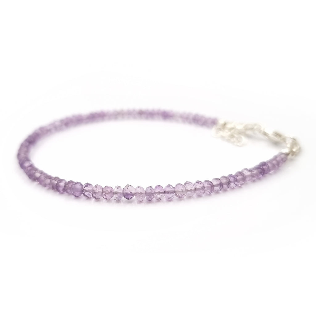 Amethyst Rounded Faceted Bead Bracelet
