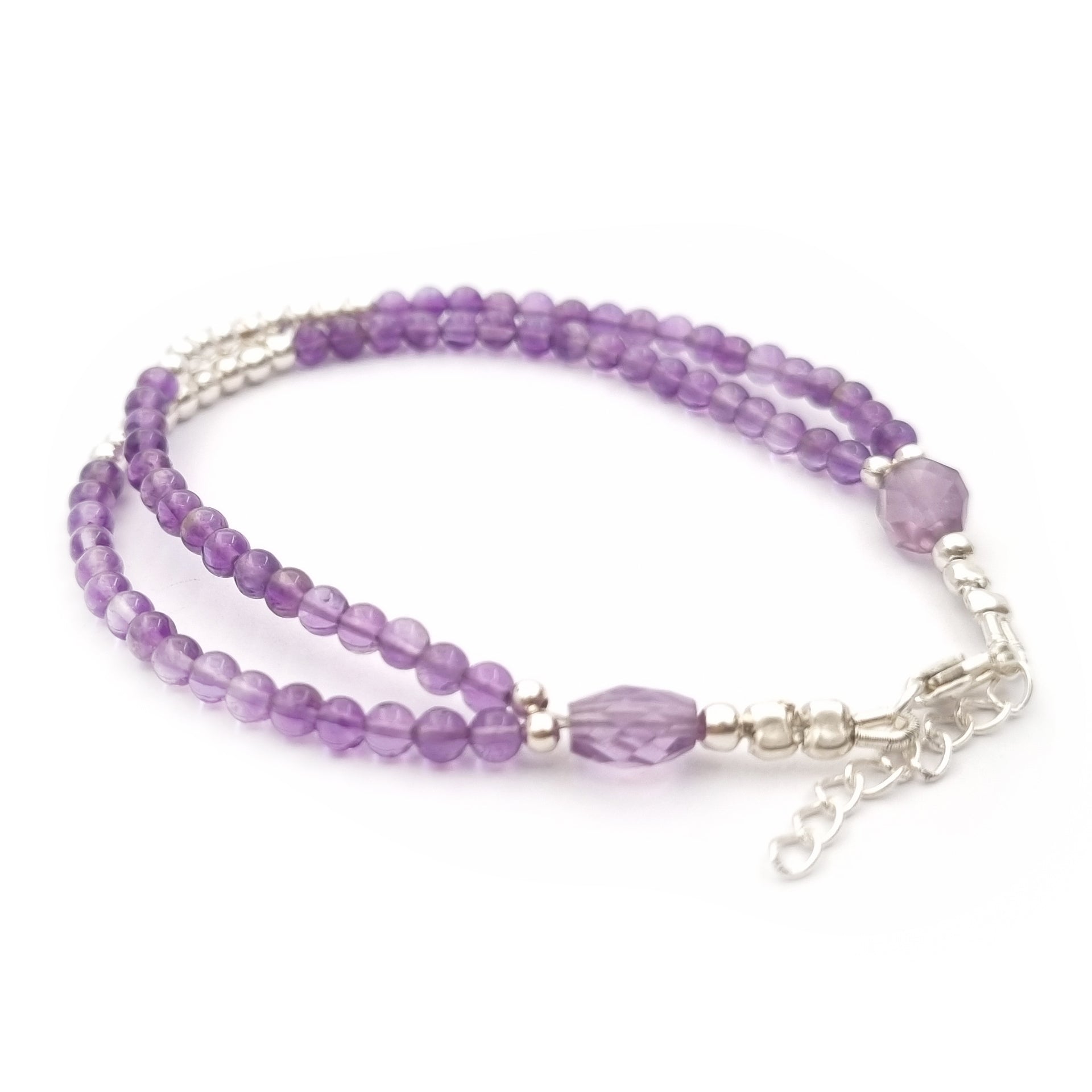 Amethyst Double Strand Bracelet with Oval Accent Beads