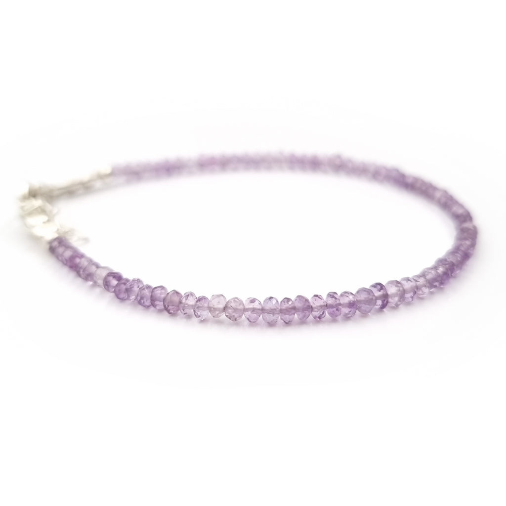Amethyst Rounded Faceted Bead Bracelet