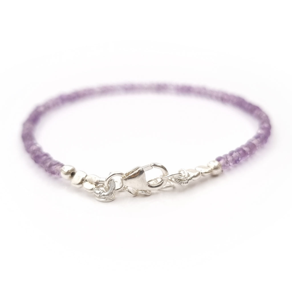 Amethyst Rounded Faceted Bead Bracelet