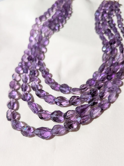 Amethyst Faceted Tumble Beads 7x10–10x17mm Dark Purple | 16–19 inch