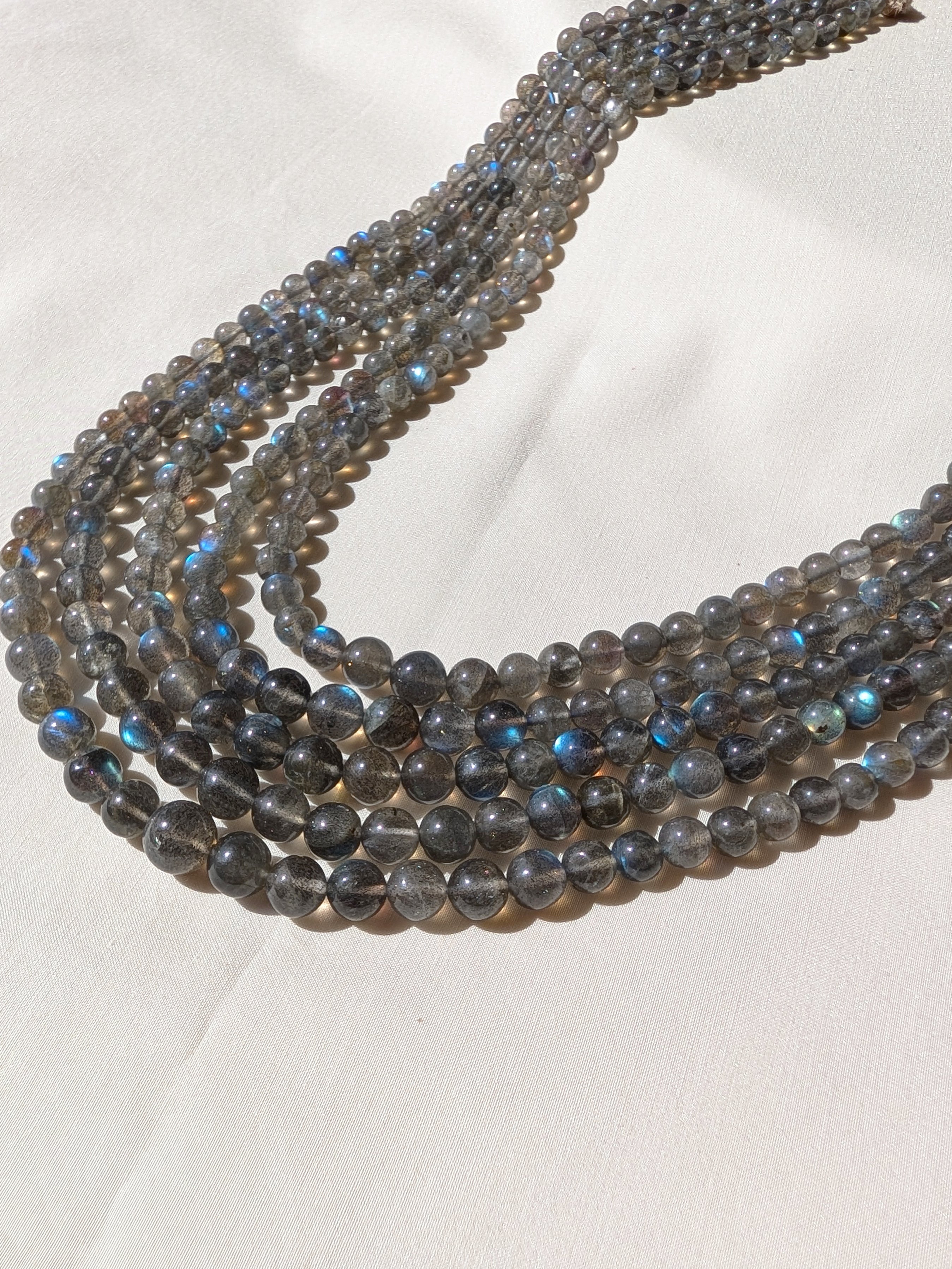 Labradorite Smooth Round Graduated Beads 5.5–7.5mm Blue Fire | 16–20 inch
