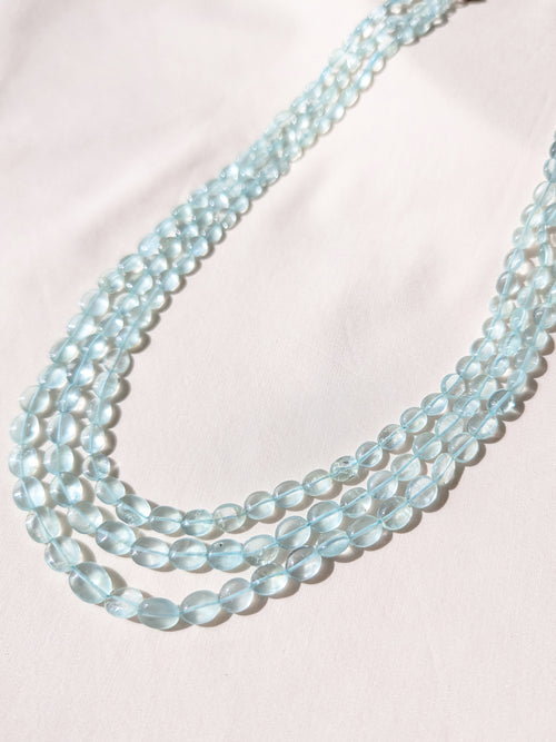 Aquamarine Smooth Oval Graduated Beads 5.5x6.5–11x13mm Light Aqua | 16–18 inch