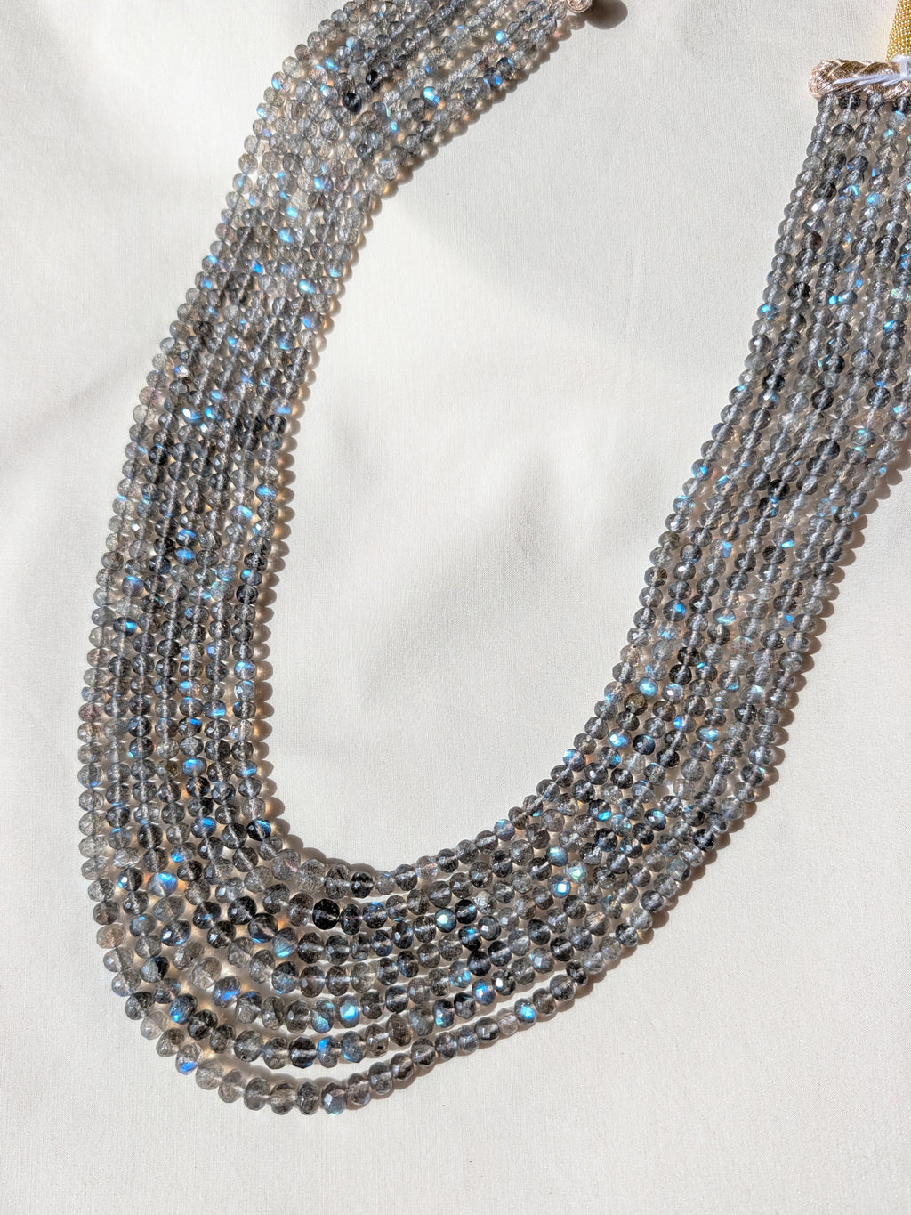 Labradorite Faceted Rondelle Beads 4–6.5mm Blue Fire | 16–20 inch