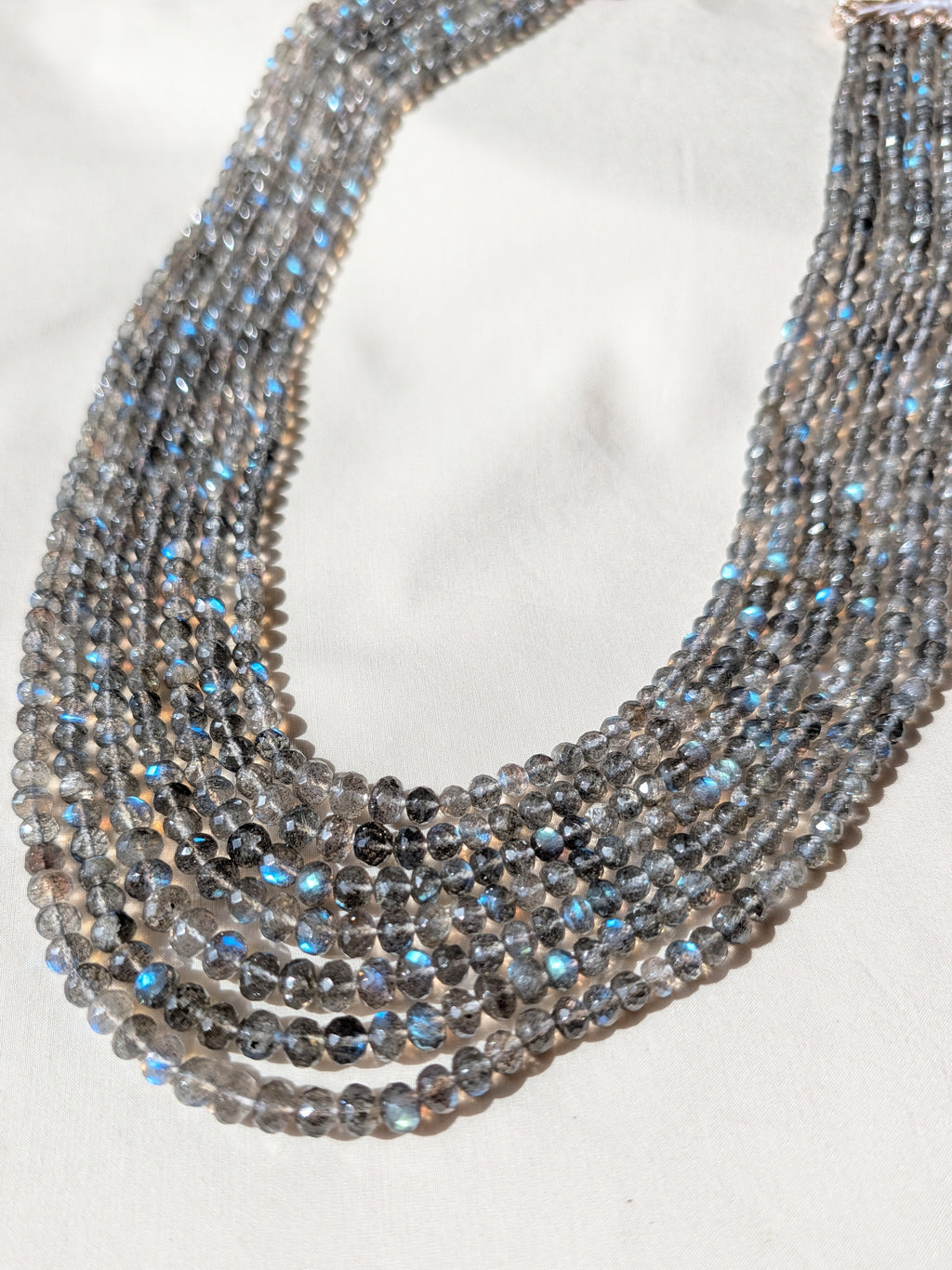 Labradorite Faceted Rondelle Beads 4–6.5mm Blue Fire | 16–20 inch