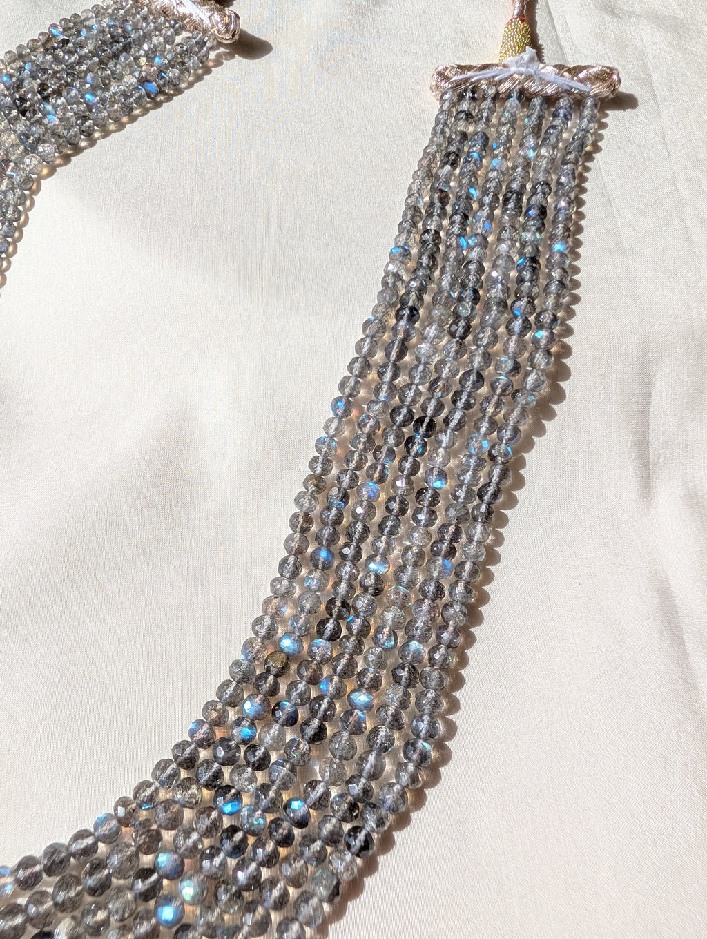 Labradorite Faceted Rondelle Beads 4–6.5mm Blue Fire | 16–20 inch